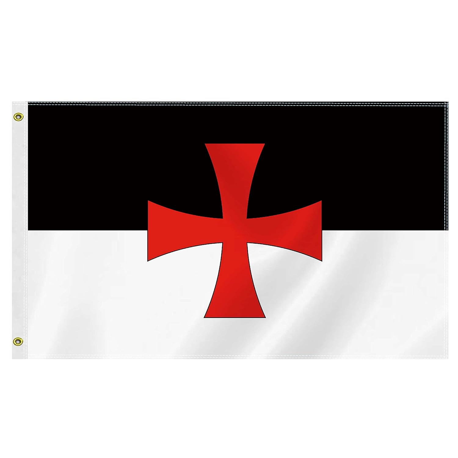 Large 3&times;5 FT Knight Templar Battle Flag, Big 75D Roman Catholic Church National Outdoor Banner,Decorgarden with Brass Gromment