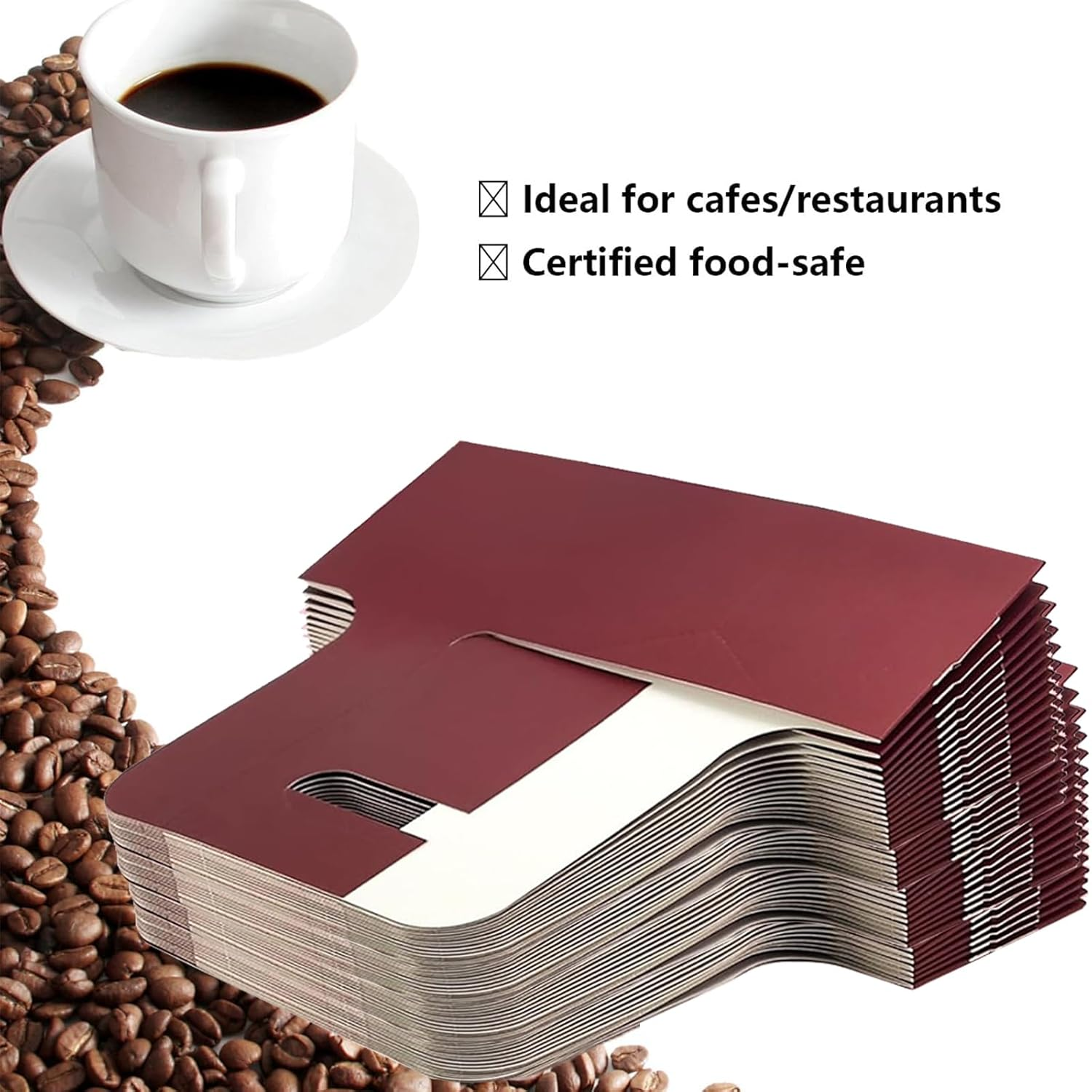 20 Paper Cup Holders, 2 Cardboard Cup Holders, Drink Carrier with Handle, Portable Foldable Cup Holder, Suitable for Hot or Cold Drinks, Coffee Carrier, Takeaway Cup Holder for Coffee and Drinks (Red) image number 2