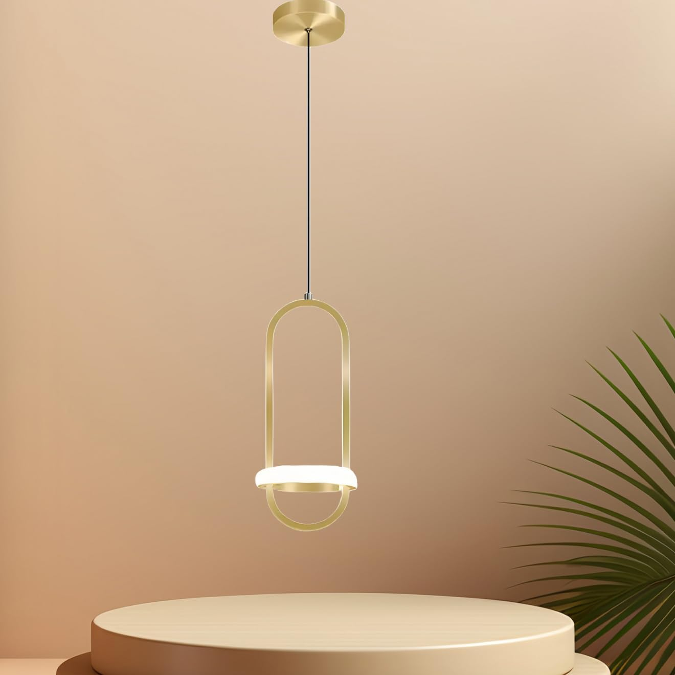 Modern Minimalist LED Pendant Light Chandelier Led 21W Hanging Linear Tube Light Gold Bedside Lamps for Bedroom Restaurant Living Room Kitchen Island Hanging Ceiling Lamp (Gold) image number 2