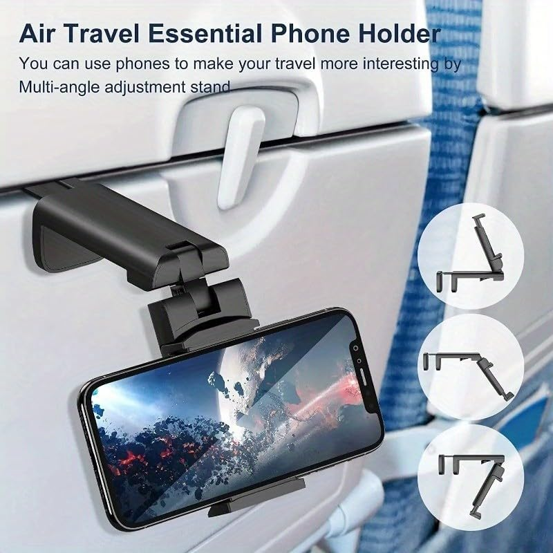 Phone Holder, 360&deg; Rotation Travel Mount Clip, Portable Foldable Airplane Essentials Phone Holder for Tray Table, Travel Airplane Essentials for Women and Men and Toddlers image number 2