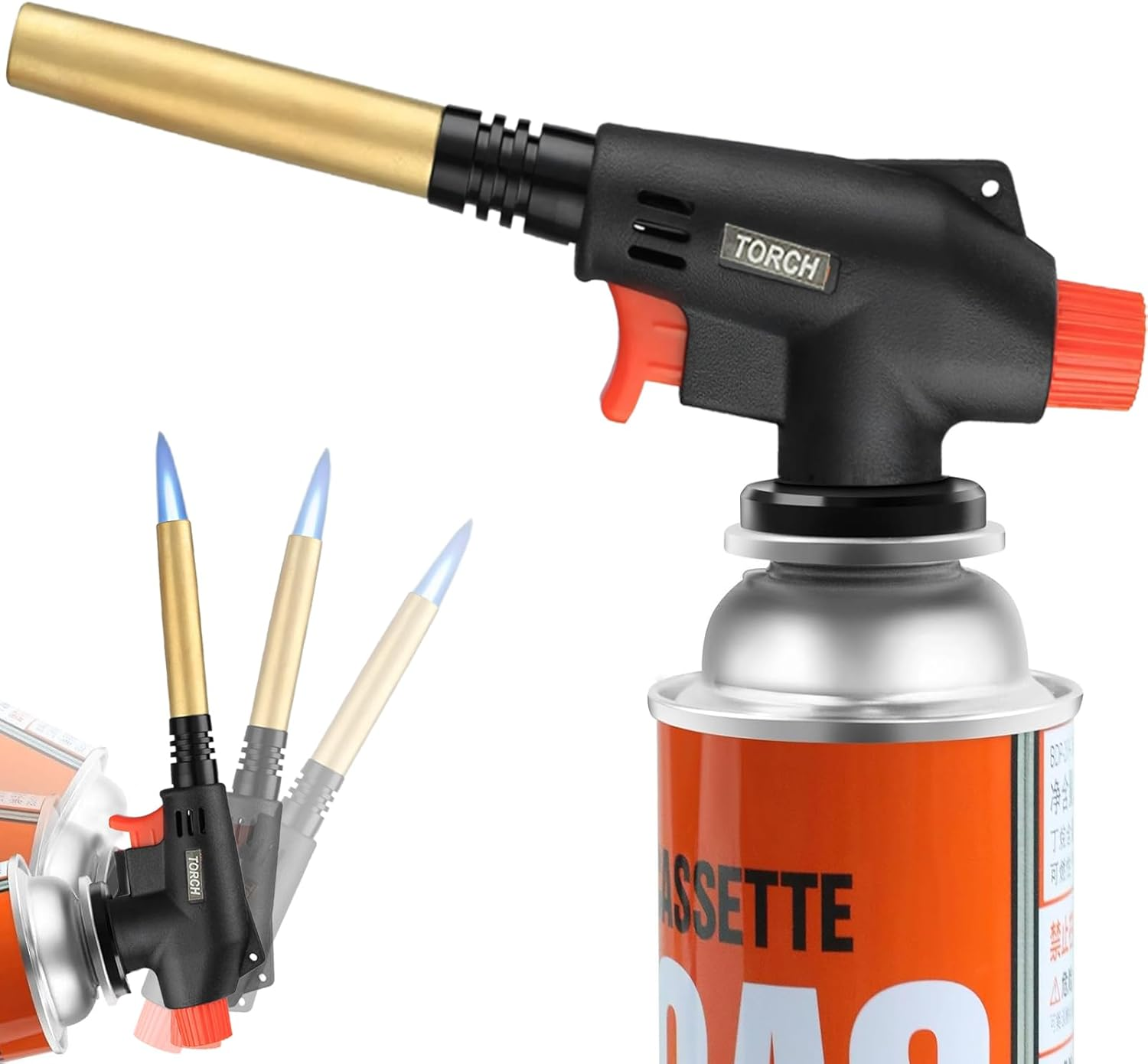 Butane Torch Kitchen Blow Lighter, Culinary Torches Head Professional Gas Burner, Adjustable Flame 360&deg; Reverse Use Kitchen Blow Lighter for Creme Brulee Cooking Baking, BBQ (Butane Gas Not Included) image number 3