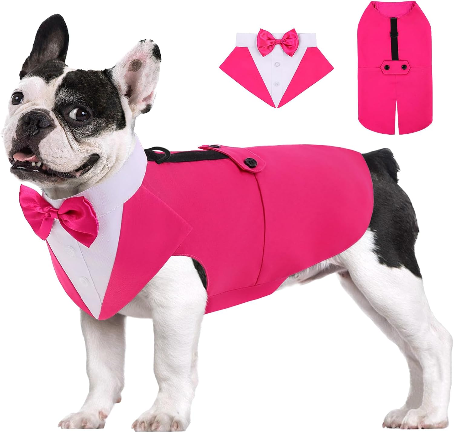 AOFITEE Dog Tuxedo Formal Dog Suit and Bandana Set, Gentle Dogs Wedding Party Suit Bow Tie Shirt, Tuxedo for Medium Dogs Costume Outfit with Detachable Bowtie Collar for Christmas Halloween Dress Up