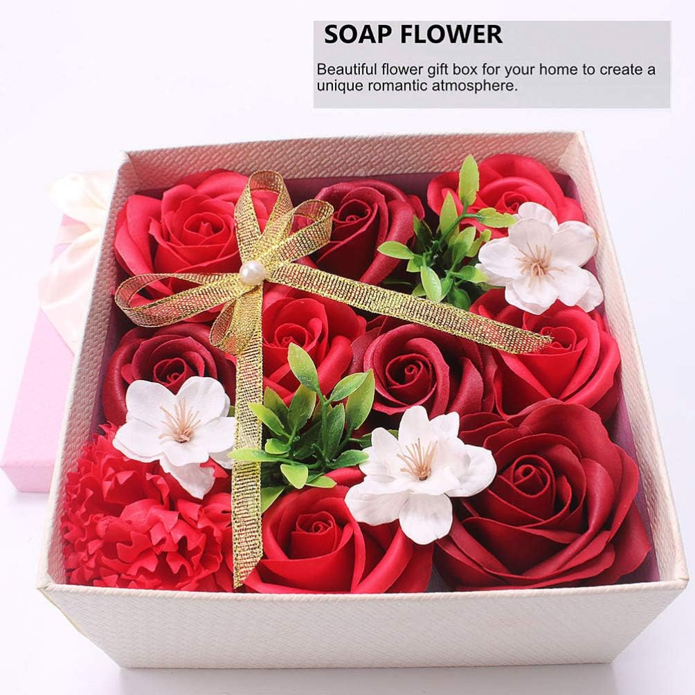 1 Pc Box Soap Flower Gift Box Enchanted Rose Soap Rose Floral Scented Rose Decor for Home Bath Petals Rose Soap Flower Nativity Decor Essential Soap Box Synthetic Material image number 3