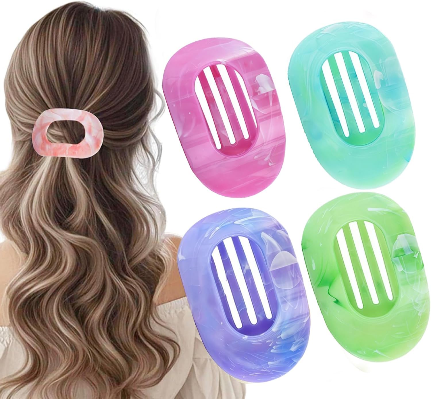 4-Piece Set - Flat Hair Clips with Large Head Plate, No Compression Sensation for All Day Wear, Advanced Sense Abalone Clip for No Hair Damage (Color2) image number 6