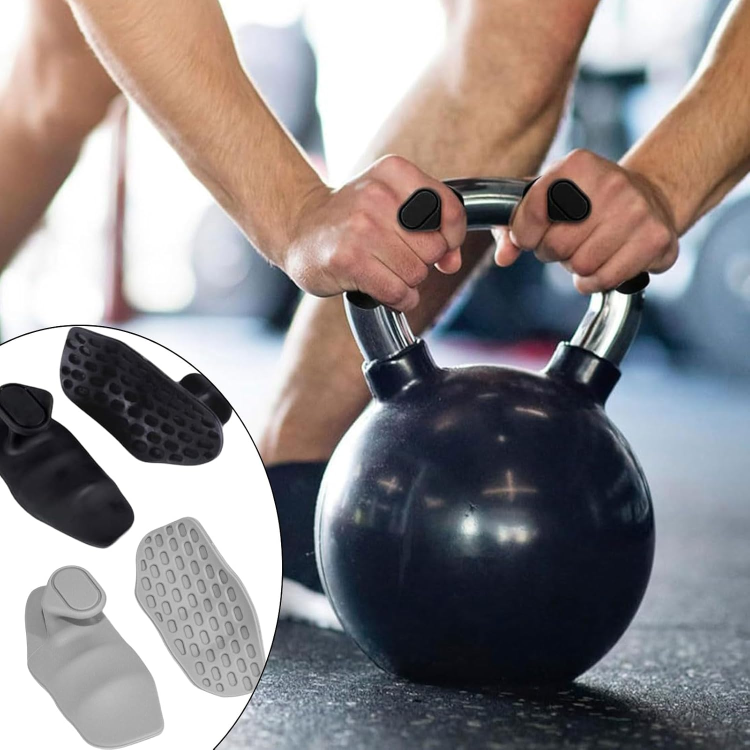 4Pcs Gym Grips, Silicone Anti-Slip Weight Lifting Gloves, Ergonomic Grip Strengthener Grip Strength Trainer, Finger Exerciser Weightlifting Gloves, Gym Training Exercise, Dumbbell Deadlifts, Pull-Ups image number 2