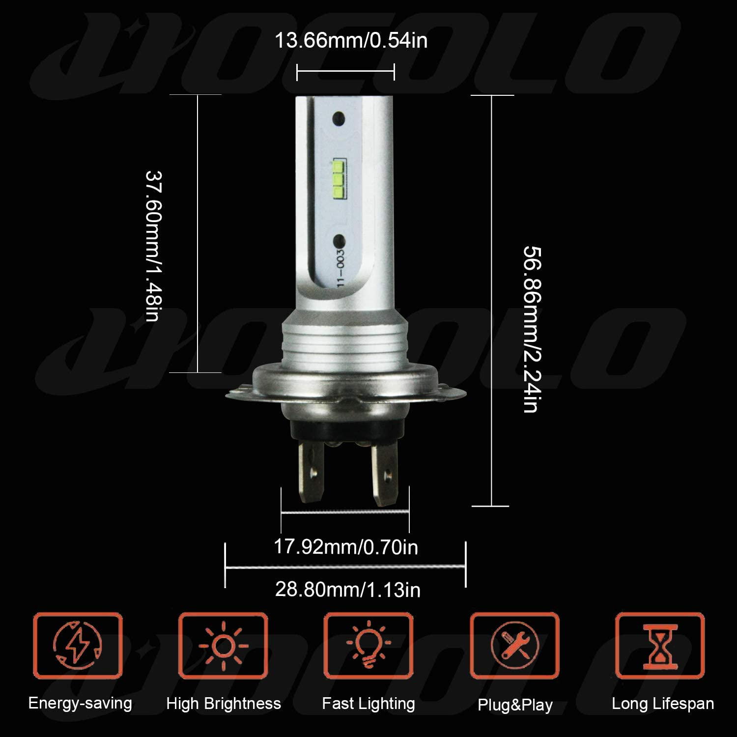 HOCOLO D Serices Ice Blue White Fog Light Bulbs-H1 H3 H7 H8 H4 9005 9006 880 881 2504 5202 (D-H7-Fog/Drl, Ice Blue 8000K) image number 4