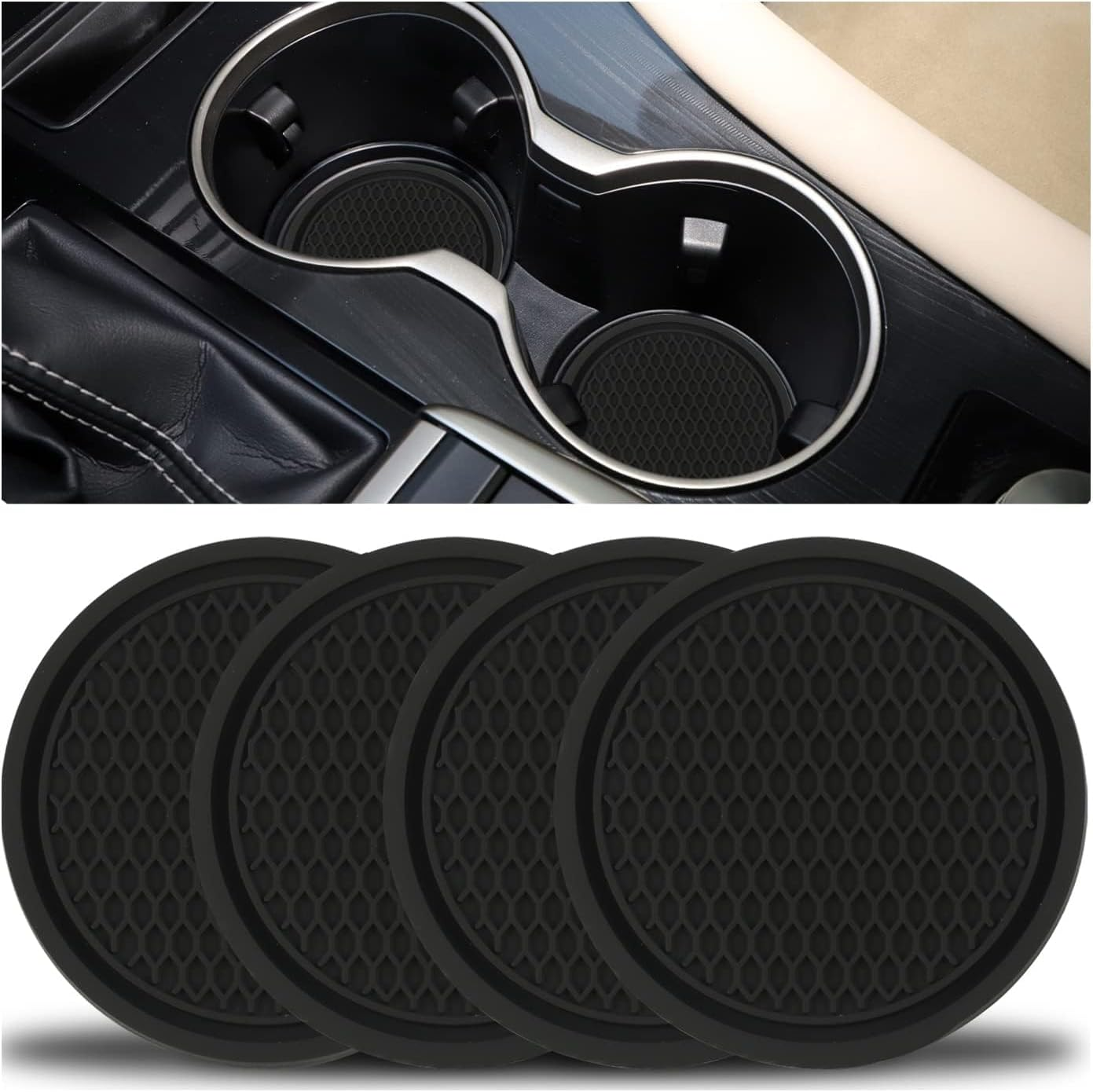 4-Pack Car Cup Holder Coasters, Car Accessories Interior image number 2