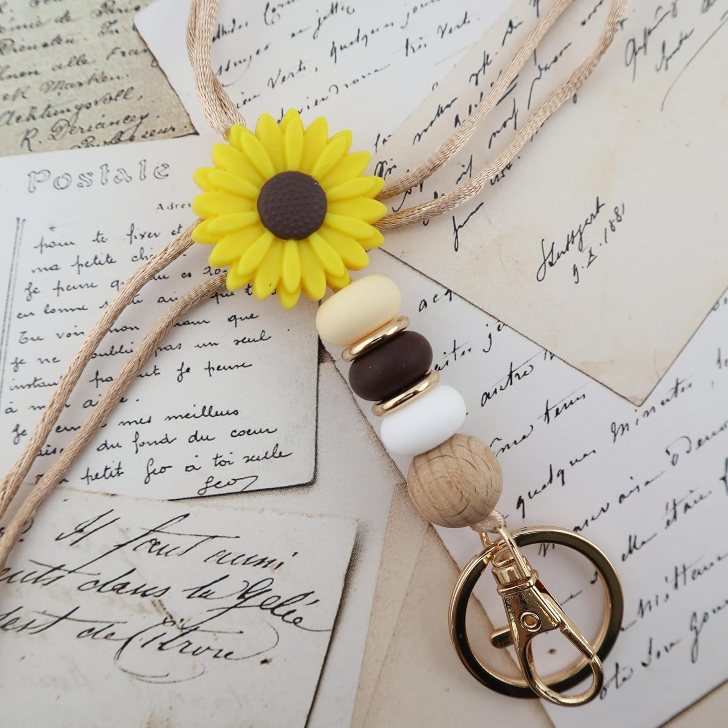 3 Pack Flower Teacher Lanyards ID Badge and Key Chain, Cute Silicone Beads Lanyard for Women Nurse Work Student image number 6