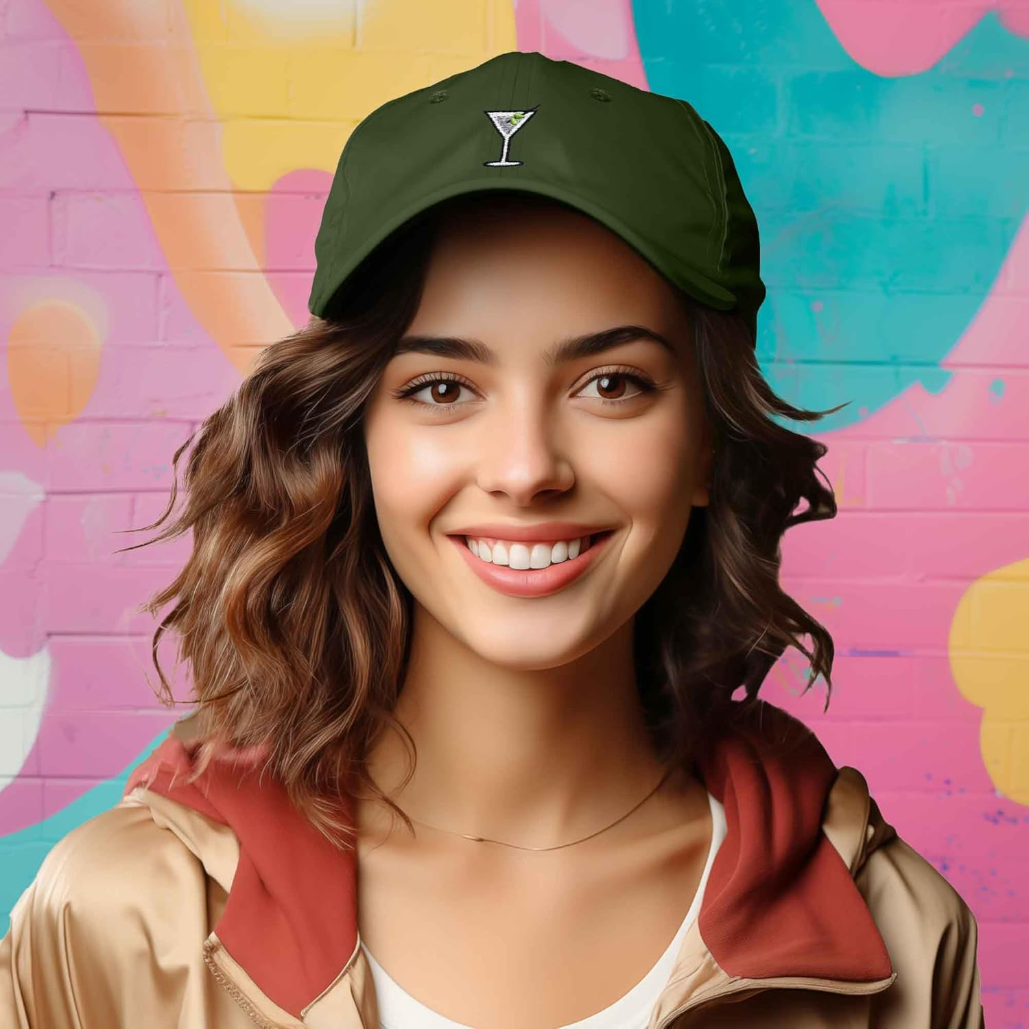 DALIX Martini Embroidered Cap Cotton Baseball Cute Cool Dad Hat Womens image number 5