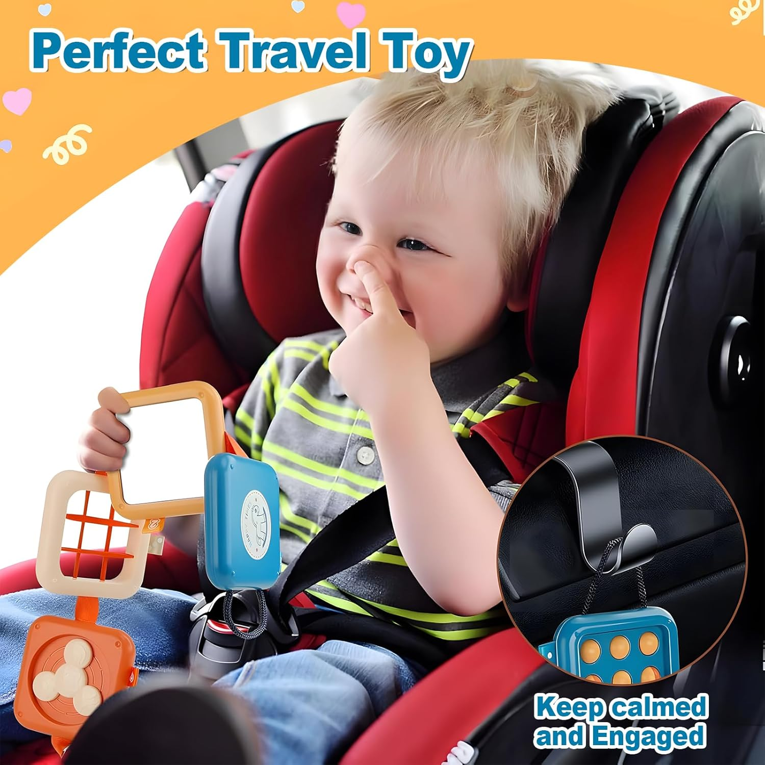 Baby Busy Activity Cube: Baby Busy Board Interactive Play Toy&ndash; Montessori Sensory Toy for Toddlers, Baby Learning 8 in 1 Activity Toys, Tummy Time Mirror, Travel Educational Toy for Boys Girls 1 Year Old, Easter Basket Stuffers, Gift image number 2