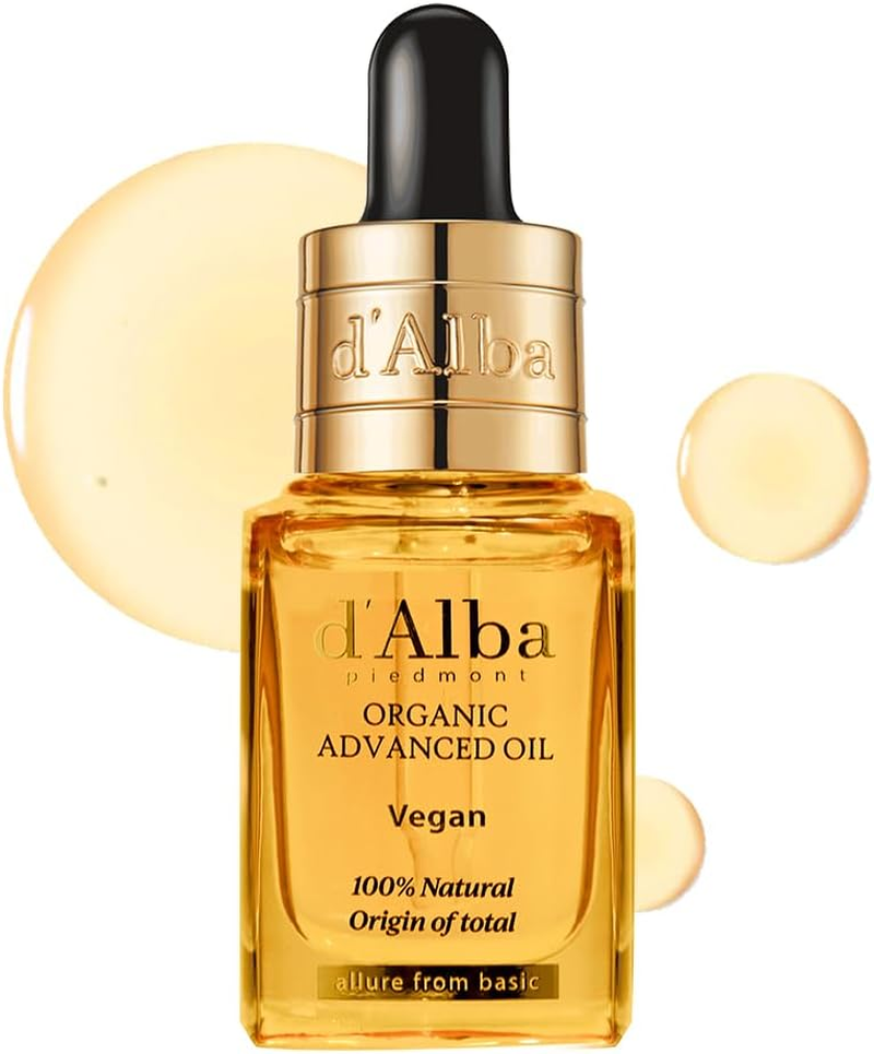 D'Alba Organic Advanced Oil, 100% Vegan Plant-Based Ingredients, Hydrating Korean Skin Care (17Ml)