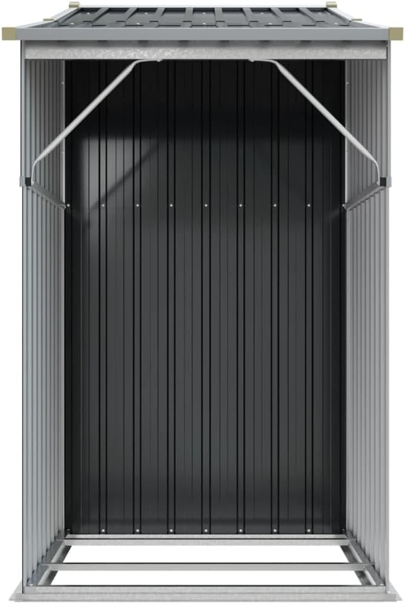 Vidaxl Garden Shed in Anthracite &ndash; Galvanised Steel Outdoor Storage with Air Vents, Sloping Roof, Firewood Stand and Convenient Handles image number 3