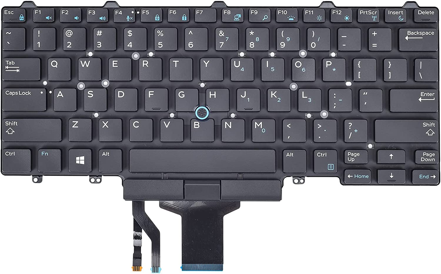 Replacement Backlight Keyboard for Dell Latitude E5450 E5470 E7450 E7470, Latitude 5480 5490 5491 7480 7490 Series Laptop, Latitude E5450 E5470 E7450 E7470 Replacement Keyboard with Pointer US Layout image number 2