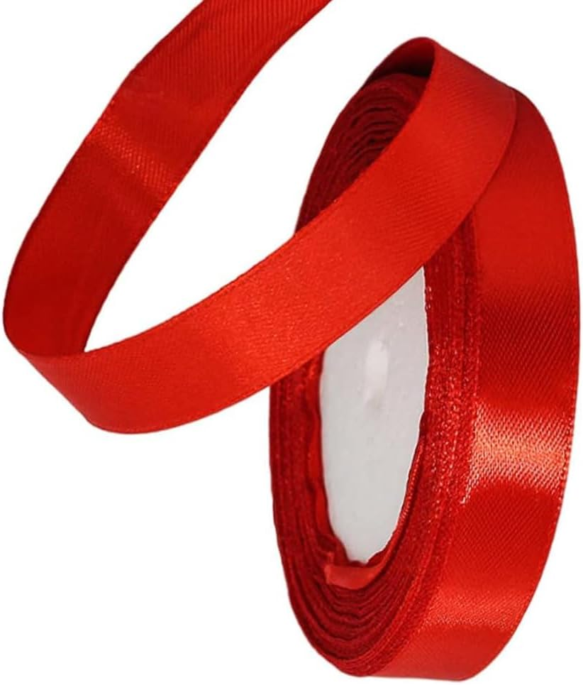 Ribbon for Gift Wrapping Satin Ribbon for Hair Crafting Thin Silk Fabric 25 Yard Sruban Decoratif Ribbon for Crafts Gift Valentine Ribbons (Red, 1.5Cm) image number 6