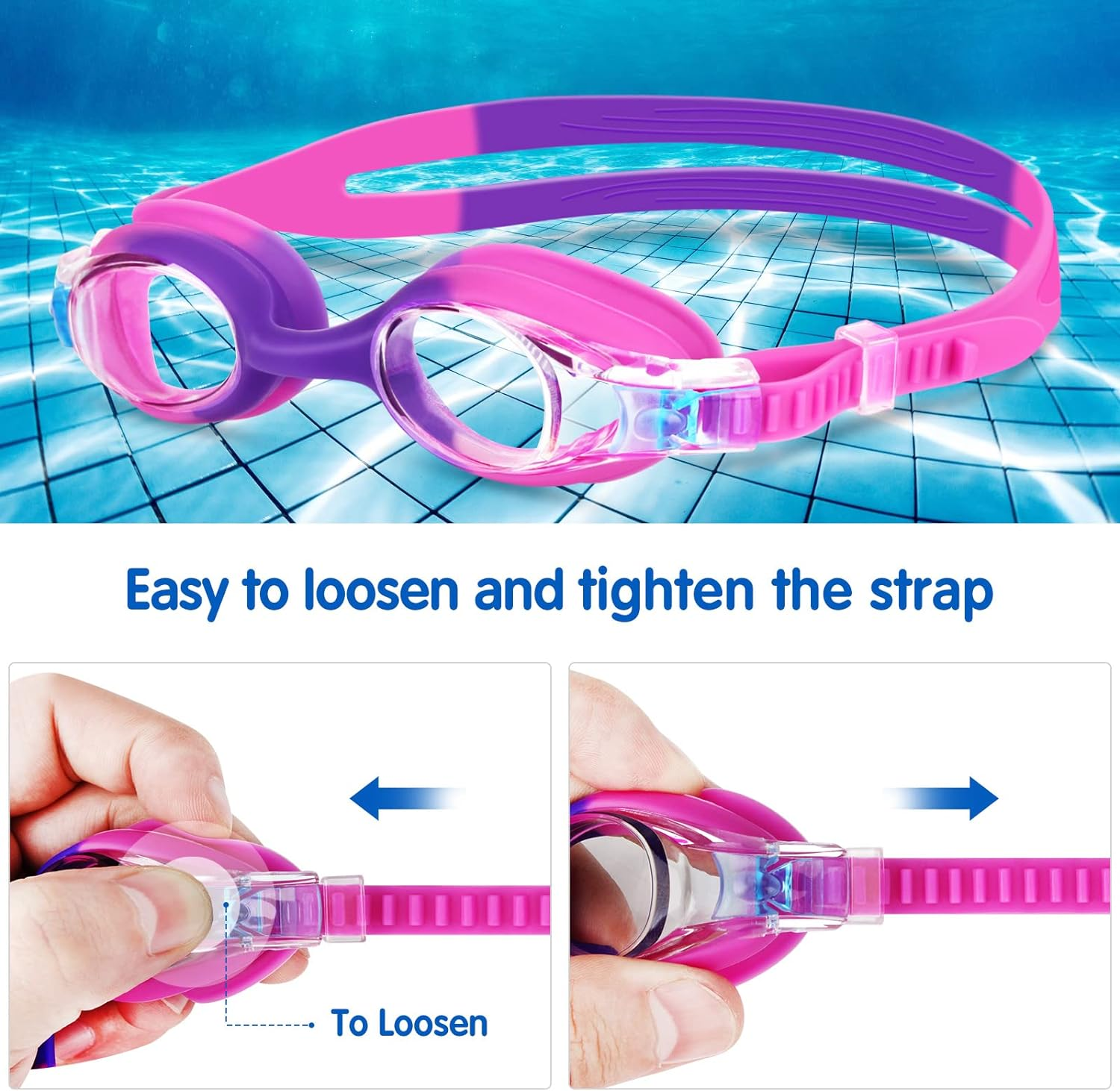 Starweh Kids Swim Goggles, 2 Pack Swimming Goggles No Leaking anti Fog Kids Goggles for Boys Girls(Age 6-14)