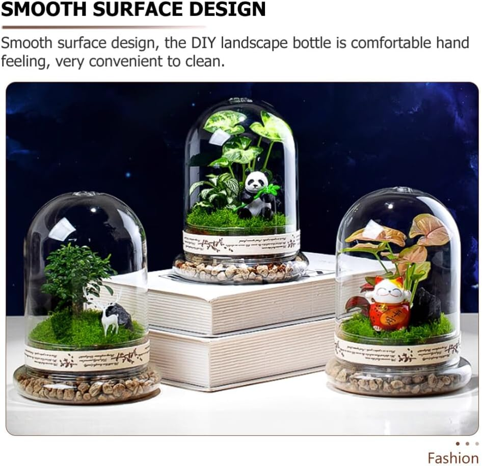 Glass Terrarium Cloche Clear Glass Dome Micro Landscaping Container, Ecological Bottle Display Case for Plants Succulents Moss