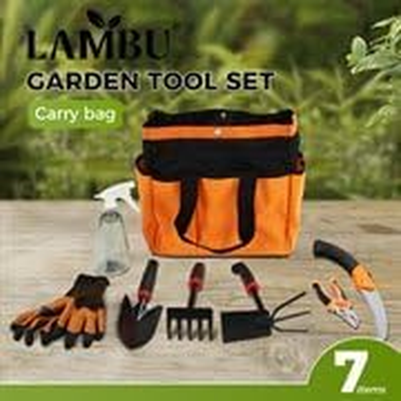 Lambu Garden Tote Bag with Tool Set, 8Pcs Outdoor Gardening Hand Tools Bag, Garden Multi Pockets Tool Organizer Contain Secateurs,Cultivator,Folding Pruning Saw,Trowel,Spray Bottle,Gloves,Culti-Hoe image number 4