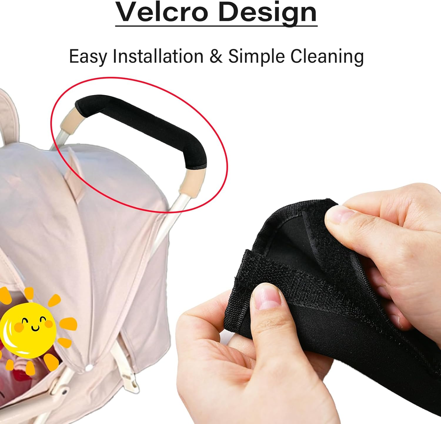 2Pcs 13.38 * 5.51Inches Stroller Handlebar Cover,Pushchair Armrest Handle Protector Cover,Pram Bumper Bar Dustproof Handle Gloves Replacement Removable Universal Protective Case Grip Bar Covers image number 3