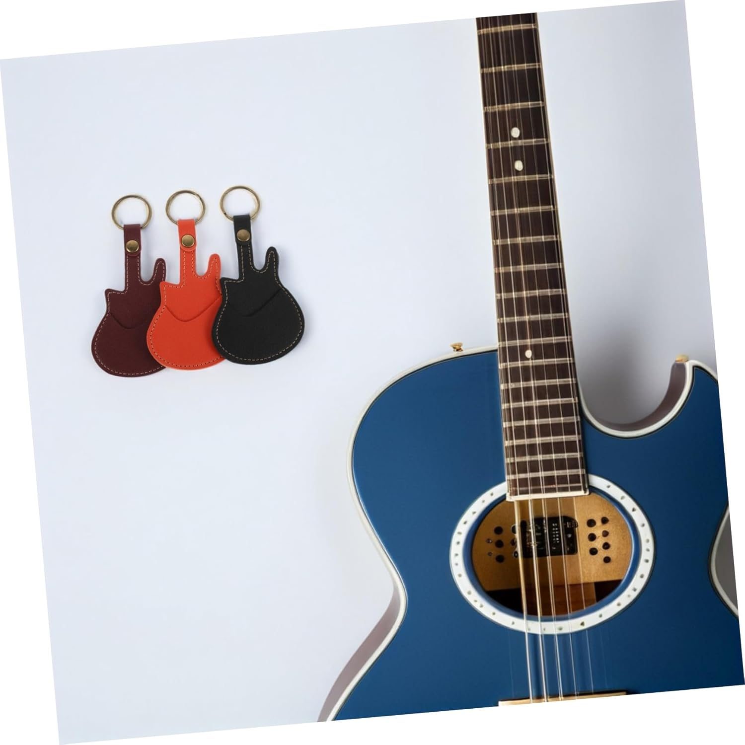 Bestonzon 3Pcs Guitar Pick Storage Case Portable Keychain Pu Plectrum Holder Bag for Acoustic Electric Guitar Players Picks Organizer image number 3
