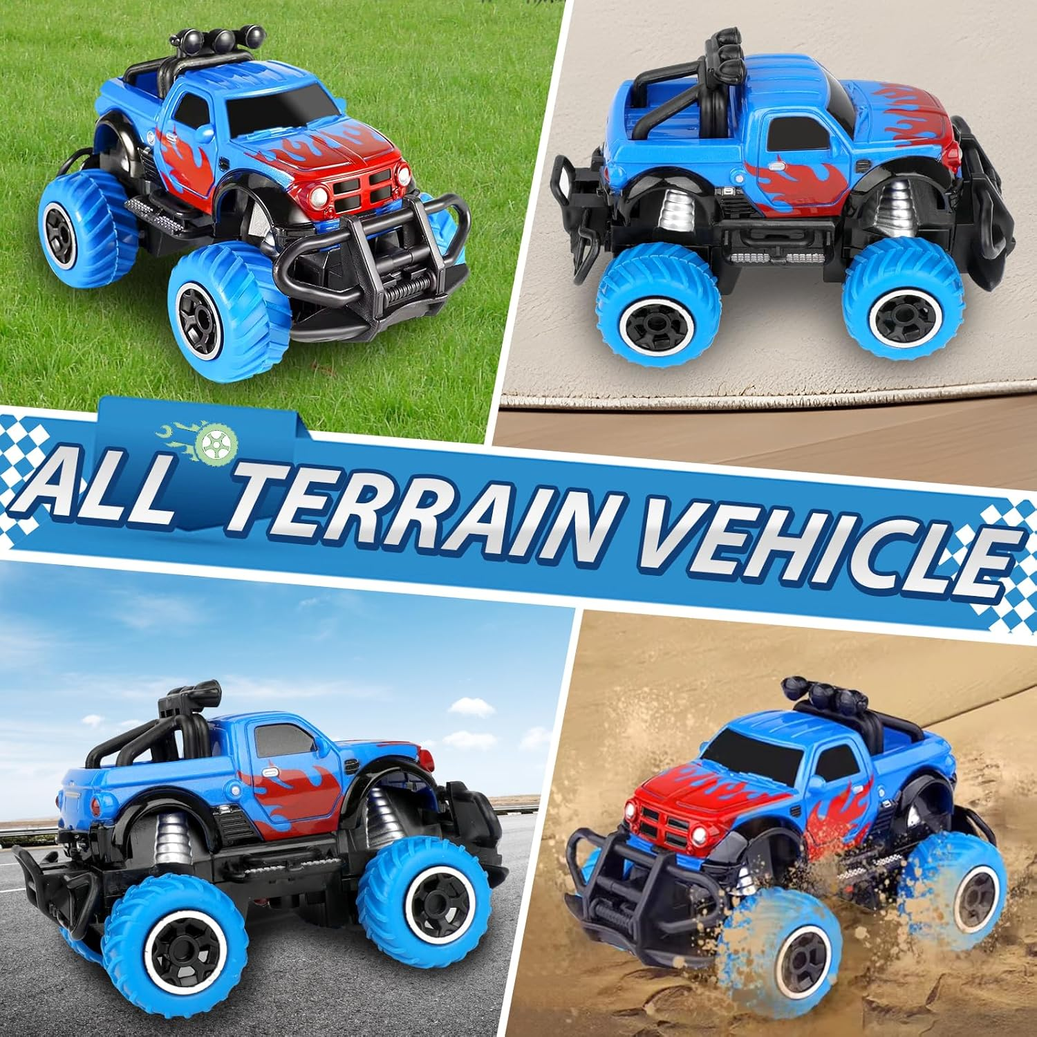 ZCOINS Blue Mini RC Remote Control Cars Toy 1:43 Scale for Kids Boys Girls, Small Truck Radio Controlled off Road Vehicle Racing Car for Outdoor Indoor Christmas Birthday Gifts Present image number 6