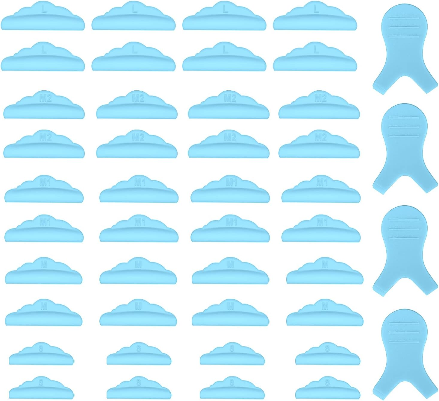 44 Piece Lash Lift Rods,Silicone Eyelash Perming Curler Makeup Tools,5 Sizes S/M/M1/M2/L,Reusable Lash Lifting Pads (Transparent)