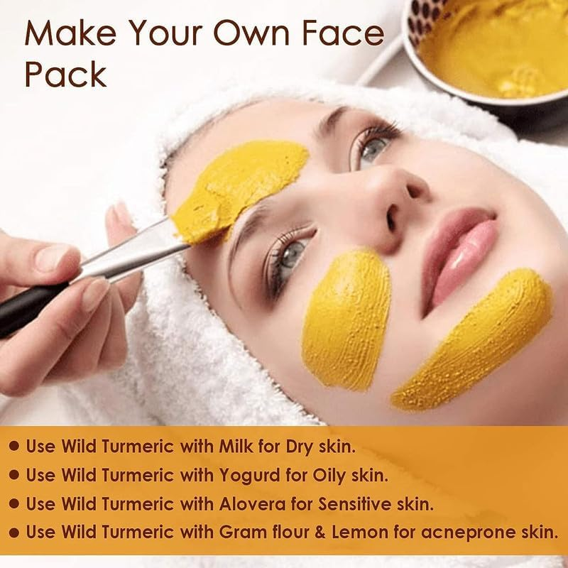 Pure Pik Organic Kasturi Haldi Powder for Face Beauty (200 Gram) Jar Pack | Wild Turmeric Powder,Kasturi Manjal Powder image number 6