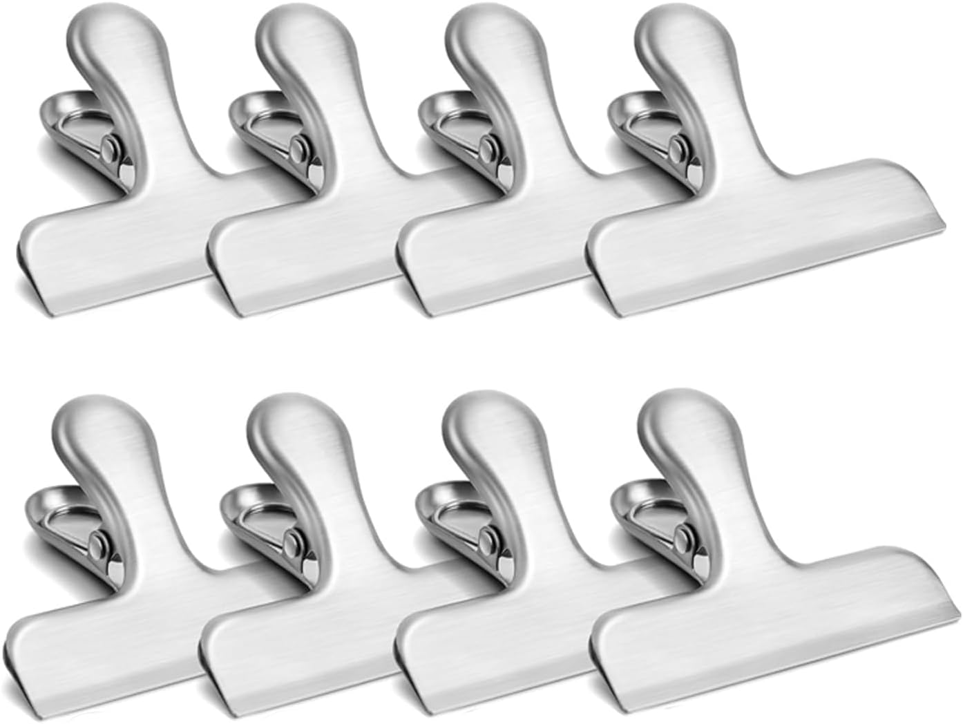 Yharnamite 8 Pcs Stainless Steel Chip Bag Clips, Food Bag Sealing Clips, Heavy Duty Stainless Steel Bag Clips for Coffee, Potato Chips, Snack, Food Packages (Silver)