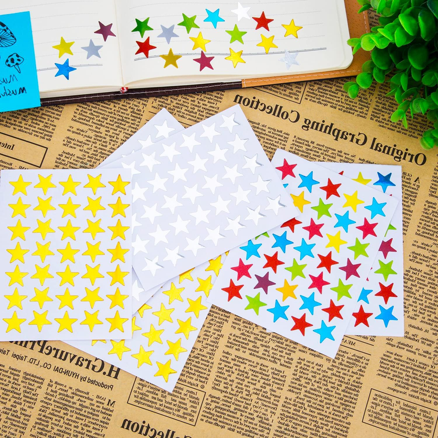 Kenkio 8270 Count Colorful Star Stickers Self-Adhesive Stickers Stars Labels image number 6