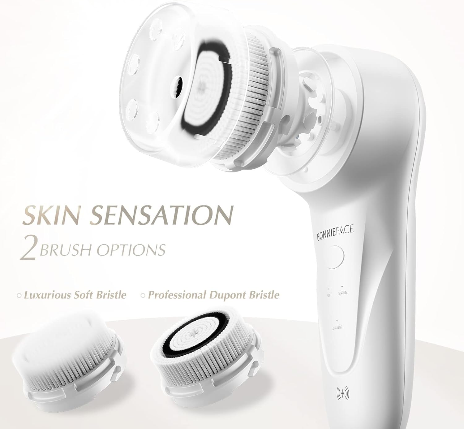 BONNIEFACE Sonic Facial Cleansing Brush for Deep and through Facial Cleansing, Waterproof Face Scrubber and Ultimate Blackhead Remover for Daily Skin Care, Rechargeable and Gentle Face Exfoliator image number 3