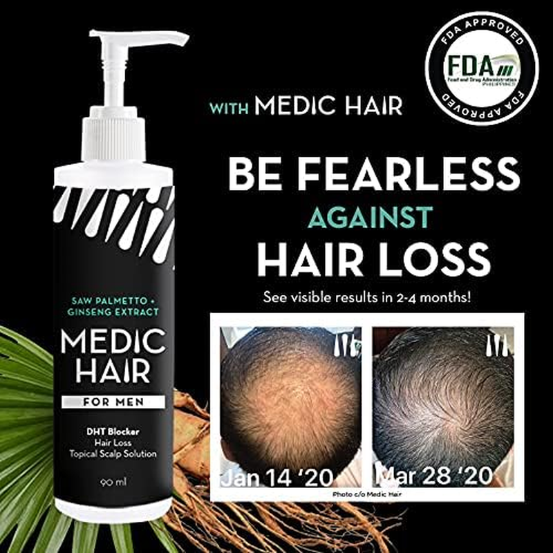 MEDIC HAIR for MEN 90Ml, 3.04 Fl Oz, Contains Saw Palmetto and Ginseng Extract, DHT Blocking, Natural, Healthy Hair Growth