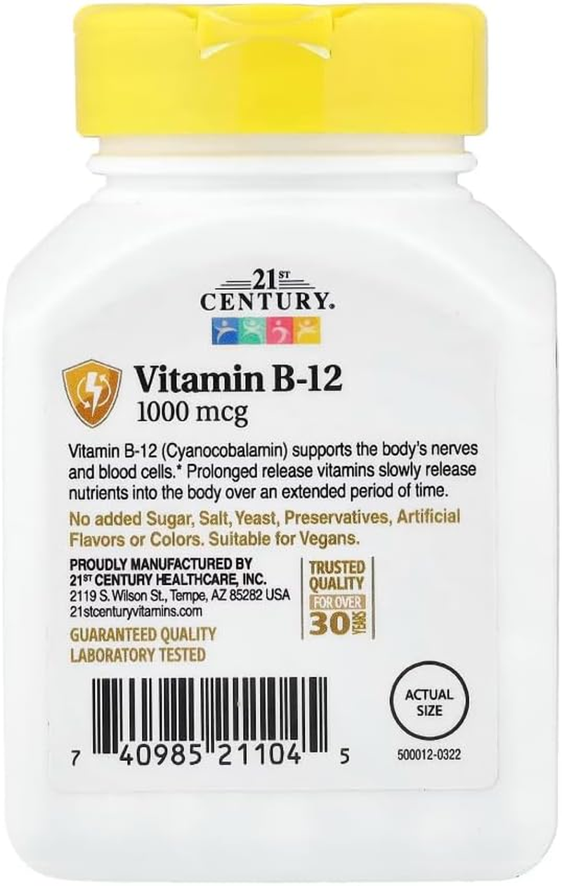 21St Century B 12 1000 Mcg Prolonged Release Tablets, 110 Count