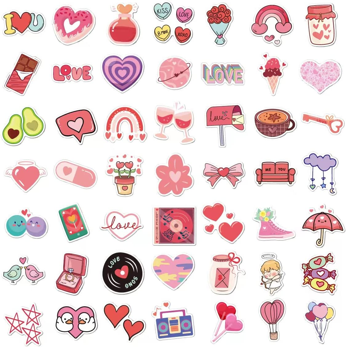 100 Pcs Love Stickers for Envelopes Scrapbooking Phone Wall Envelops Water Bottles Laptop Wedding Car Window, Vinyl Waterproof Love Valentine'S Day Stickers Decal for Gift.