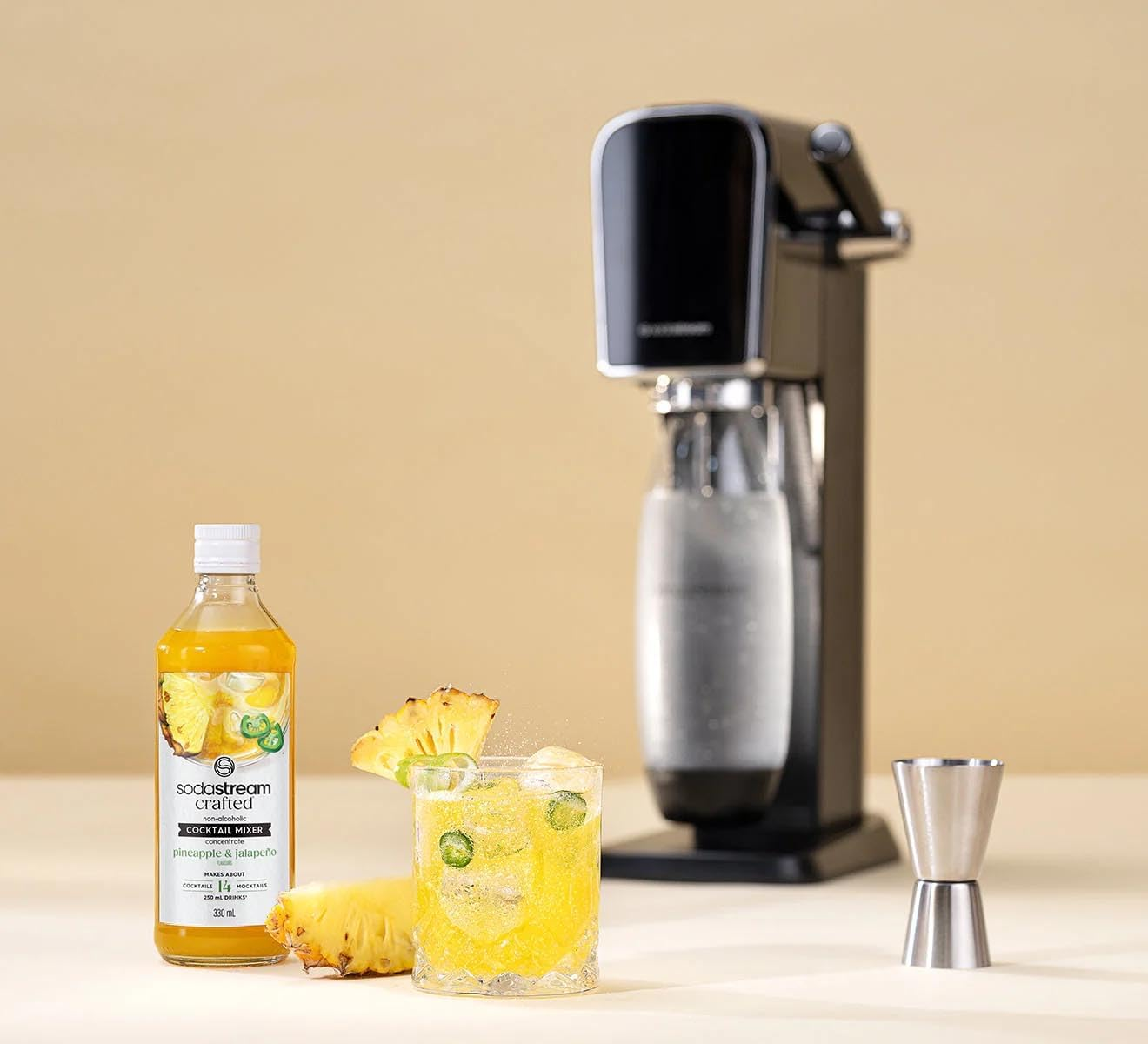 Sodastream - Crafted Cocktail Mixer Pineapple & Jalapeno Drink Mix | for Soda Makers; Turns 10.5 Litres of Fizzy Water into a Delicious Cocktail or Mocktail | Makes 42 Servings | 330Ml, Pack of 3 image number 1