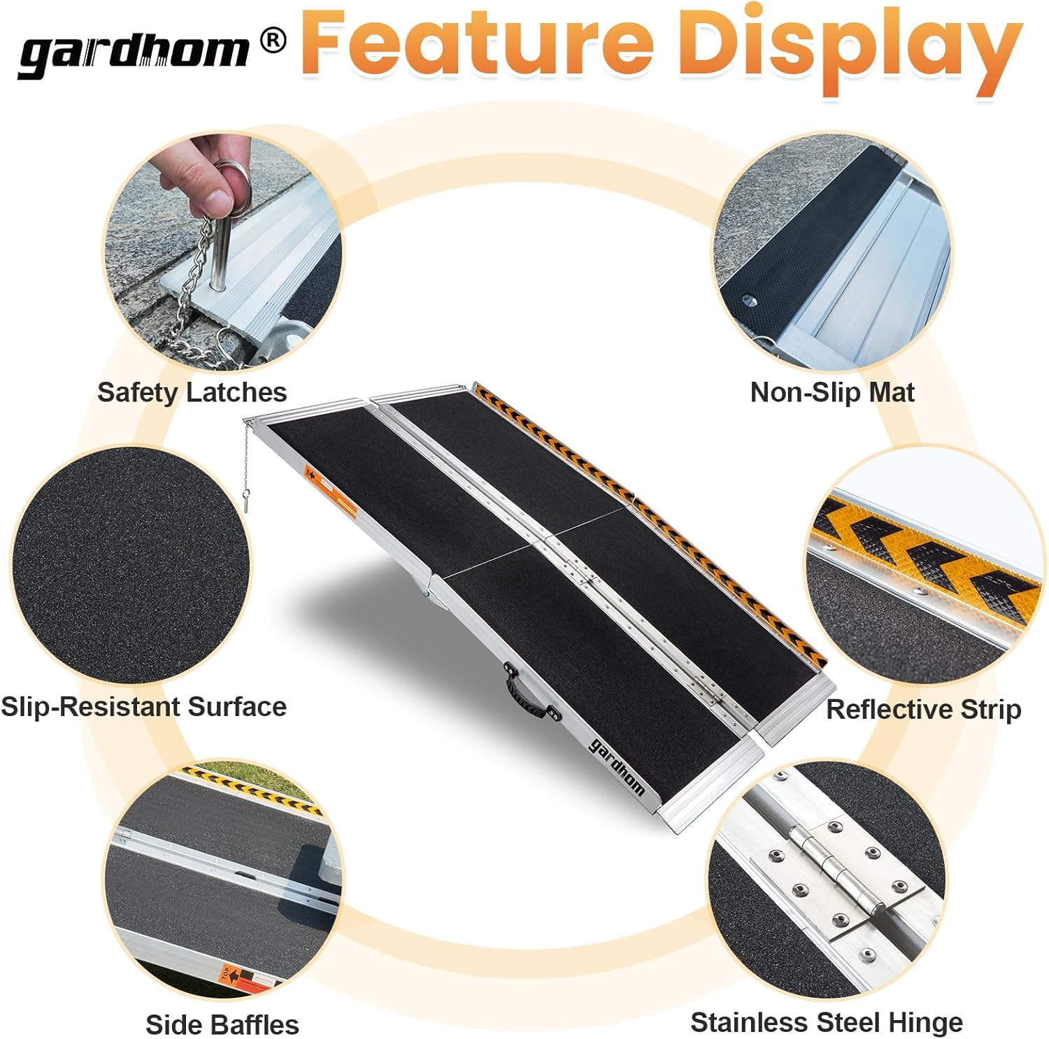 Gardhom Ramps for Wheelchairs for Home 5FT，152.5 * 74Cm Portable Handicap Ramps image number 1