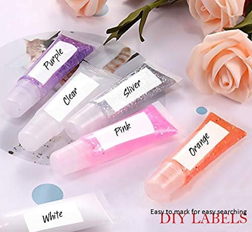 AMORIX 50PCS 5Ml Refillable Lip Gloss Tubes Empty Soft Cosmetic Tubes Lip Balm Containers for Women Girls Cosmetic Sample DIY with Free Syringe + Tag Labels Stickers image number 4