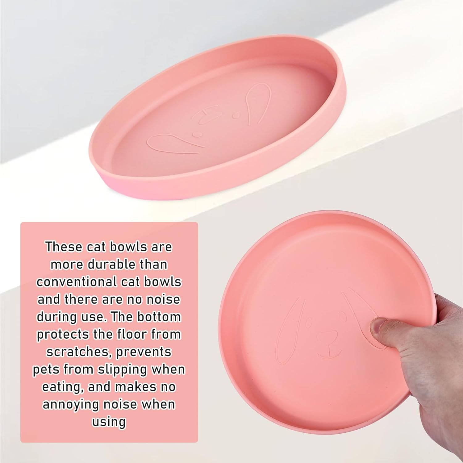 Pack of 3 Feeding Bowls for Cats, Colourful Cat Bowls, Feeding Bowl, Flat Cat Bowl, Silicone Bowl, Wide Drinking Bowl, Cat Bowl for Dry Food and Wet Food, Water Bowl image number 2