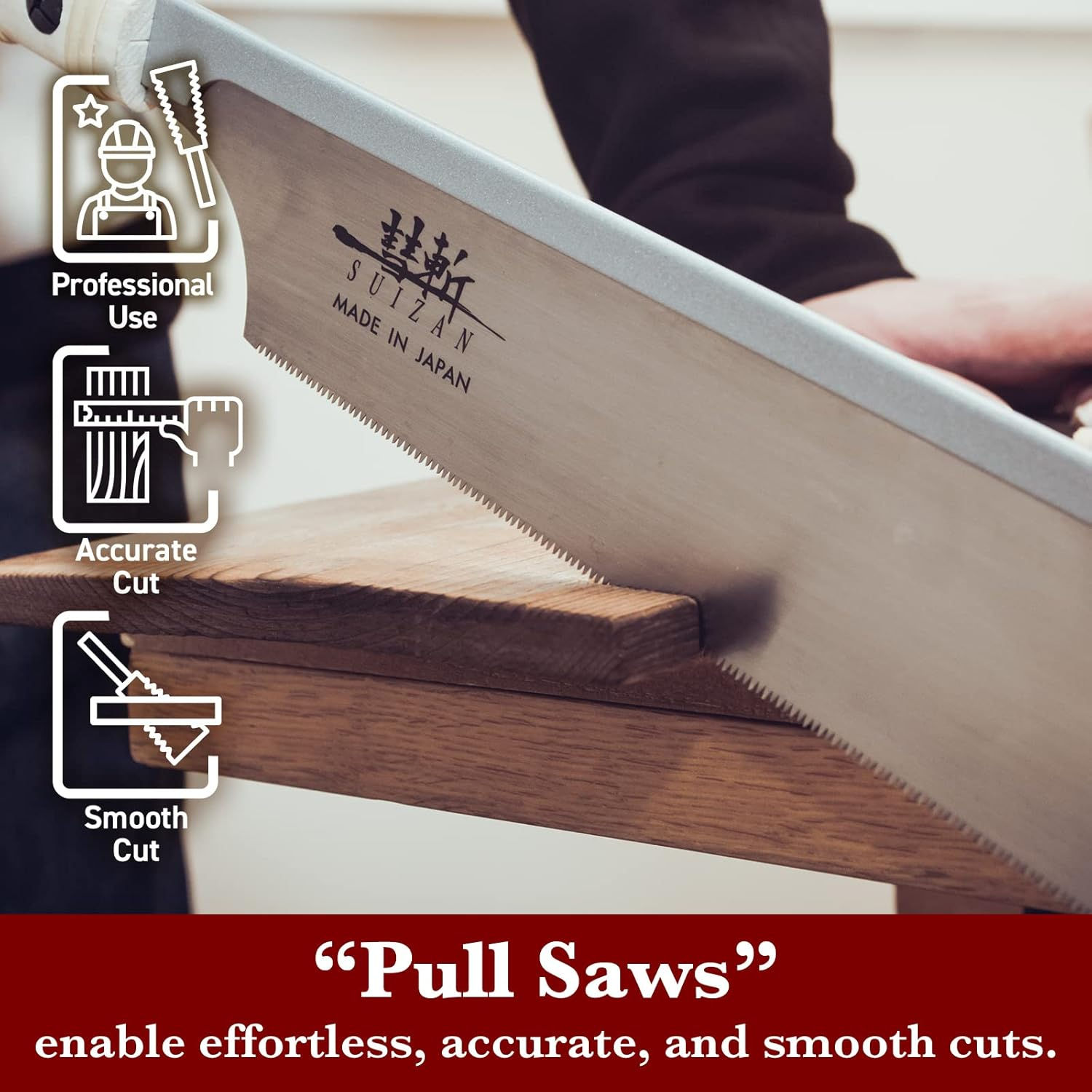 SUIZAN Dozuki Dovetail Saw 240Mm Rip Cross Angle Cut - Professional Japanese Pullsaw Handsaw Woodworking Tools image number 5