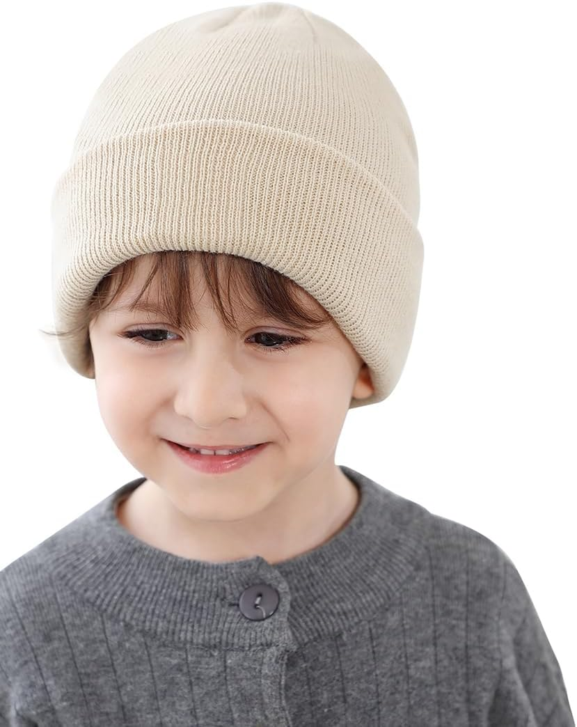 Malaxlx Baby Beanie Hat Winter Toddler Kids Knit Hat Warm Double Layer Soft Cuff Beanie Ski Skull Cap for 0-6 Years Girls Boys image number 3