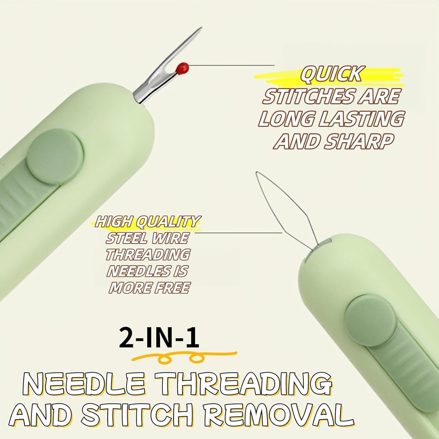 3 Pcs Needle Threaders and Seam Ripper, Upgraded 3 in 1 Automatic Threader with Stainless Steel Blade for Hand Sewing, Knitting, Embroidery, Multifunctional Sewing Tool for Crafts Quilting Supplies