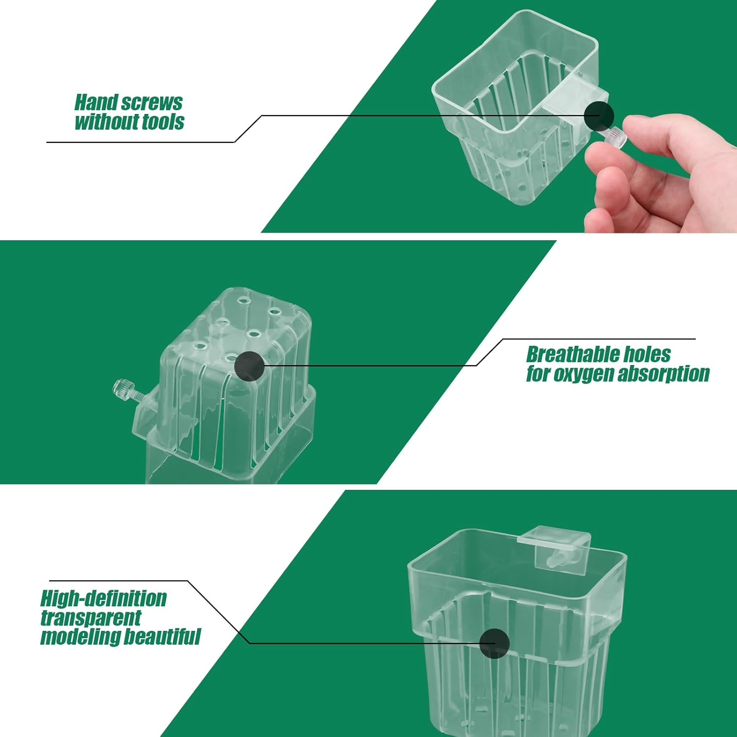 8 PCS Aquarium Plant Holder for Fish Tank, Transparent Pond Plant Baskets, Fish Tank Plant Holder for Hydroponic Cultivation and Water Feature Decoration image number 3