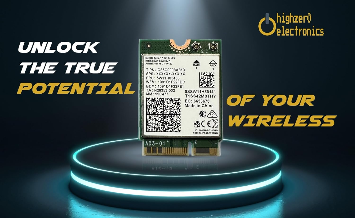 Highzer0 Electronics Be1750X Killer Series Upgraded BE200 Wifi 7 Card | Gaming Wifi Adapter | M.2 Pcie Wifi Card 5.8 Gbps 320Mhz 4K QAM | Supports Bluetooth 5.4 & Intel PC with Windows 10/11 image number 1