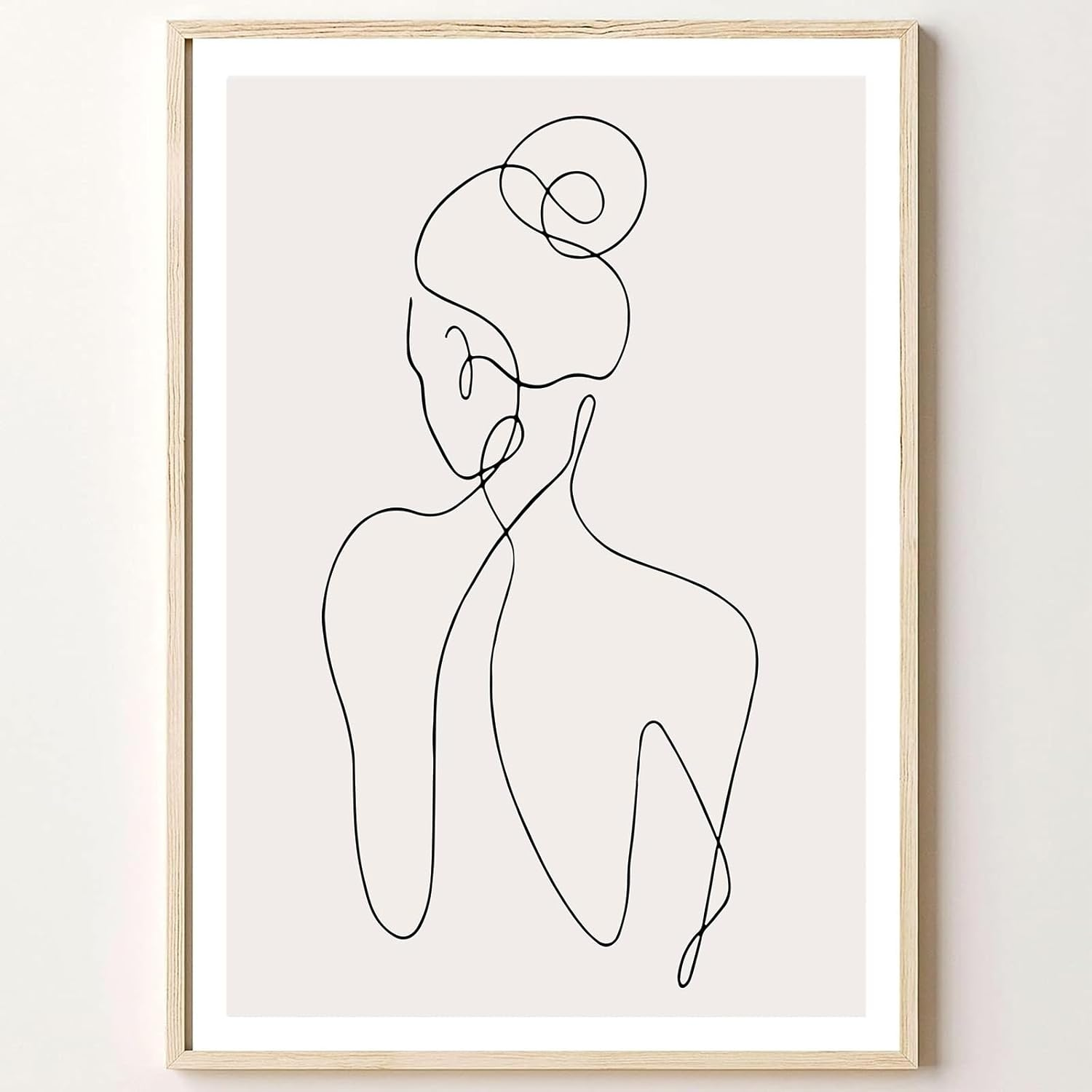 Woman Line Drawing Art Print Minimalist Feminine Line Wall Art Female Body Print Poster Modern Body Line Art Minimalist Abstract Prints Black White and Beige Poster for Bedroom16X24In No Frame
