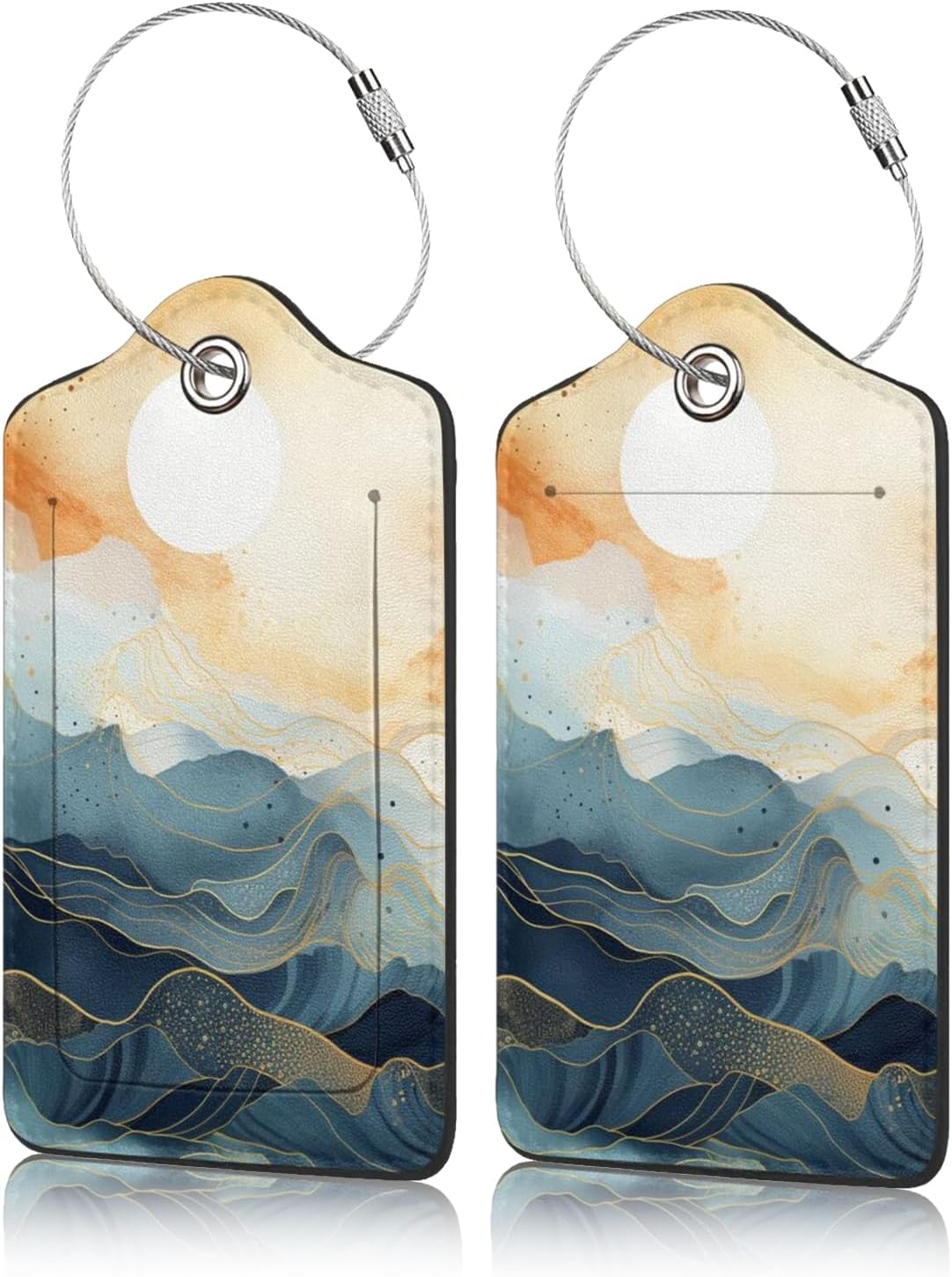 2 Pack Luggage Tag for Suitcase, Cute Leather Baggage Tag with Stainless Steel Loop Privacy Cover for Women Girls Bag Travel