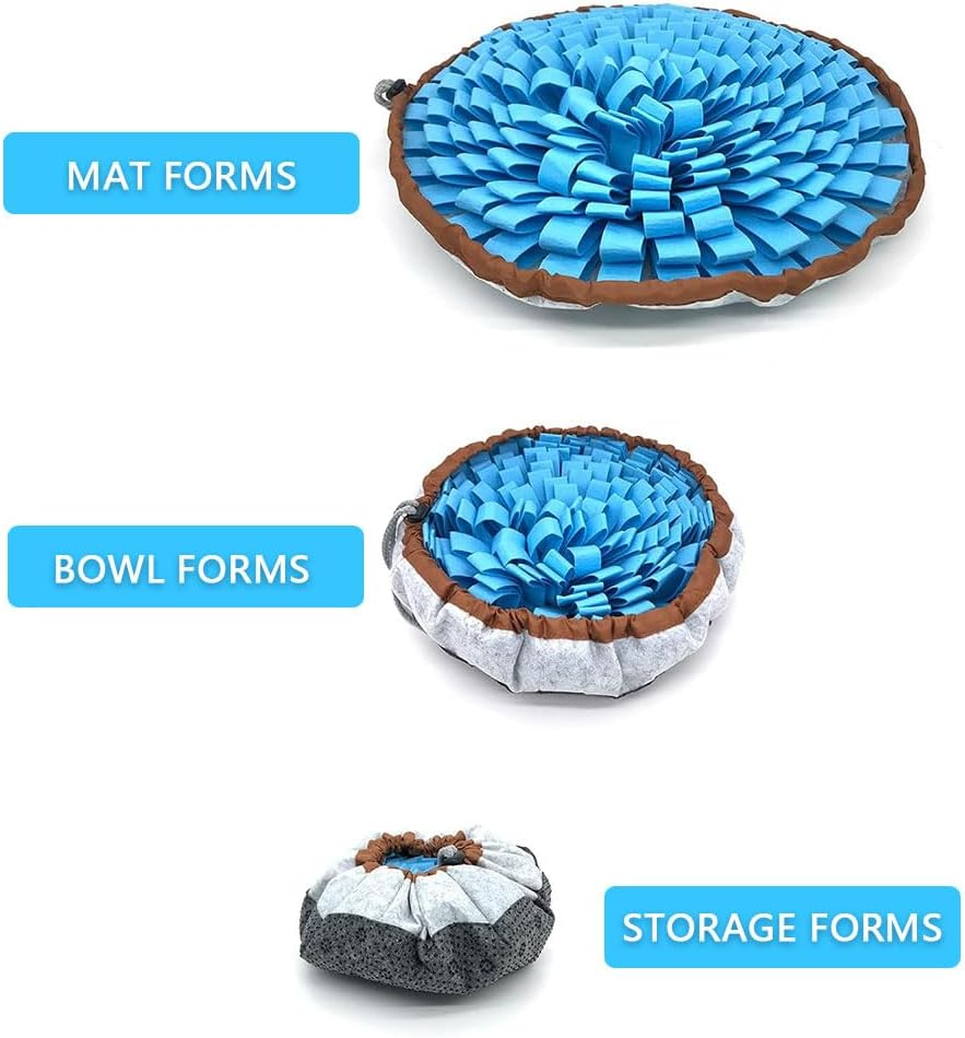 Dog Snuffle Mat Slow Feeder Bowl &ndash; Grassland Design for Boredom Relief, Encourages Natural Foraging, Treat Puzzle Toy for Indoor & Outdoor Use (Blue) image number 5
