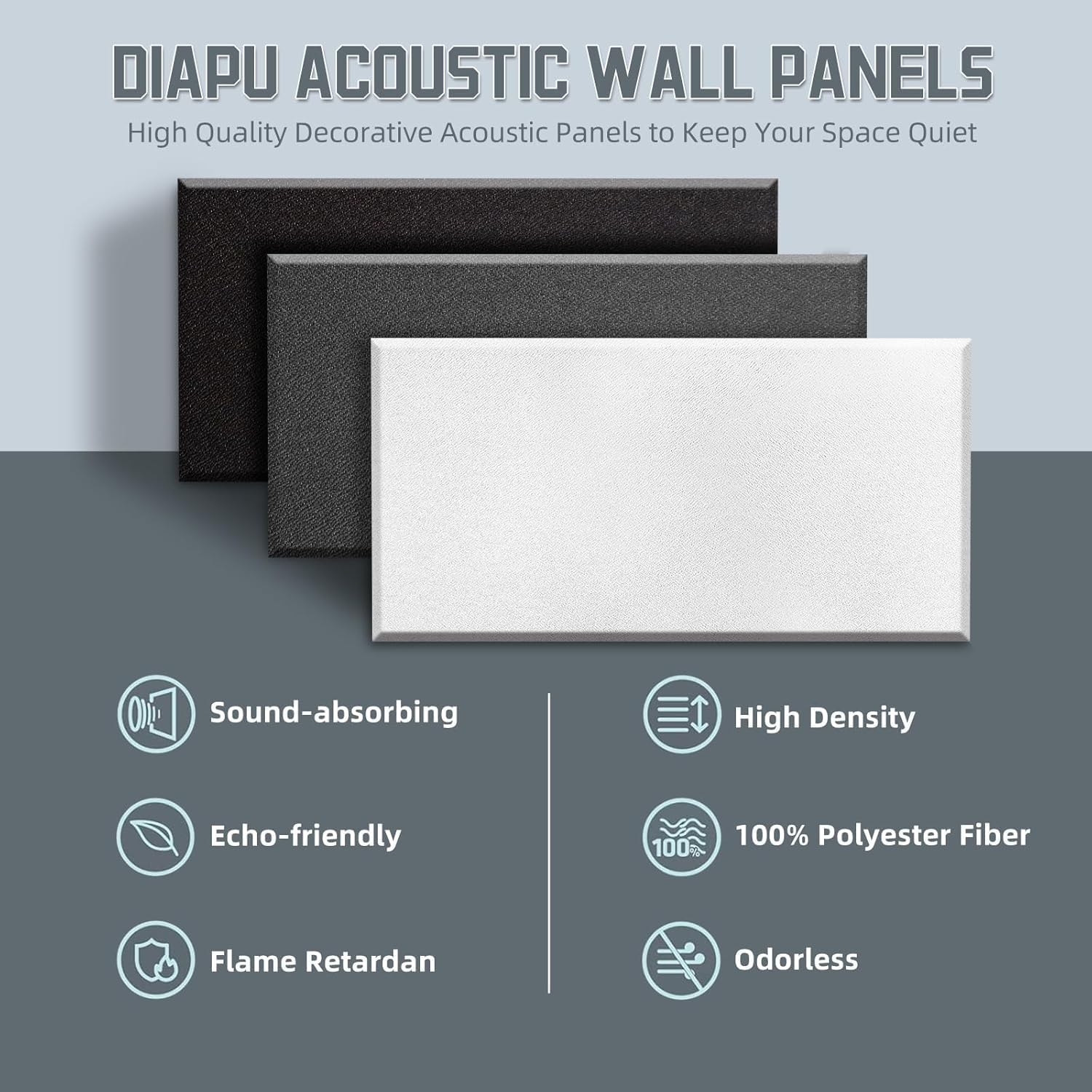 Acoustic Panels Sound Absorbing: 4 PCS Large Acoustic Wall Panels 23.6&Prime; &times;11.8&Prime; &times;1.37&Prime; Soundproof Wall Panels Fashions Sound Panels Self-Adhesive Acoustic Panels for Studios Office Home Theater (Grey)