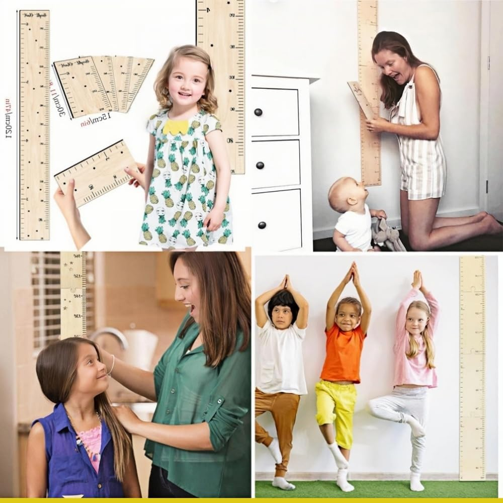 1 Set Height Ruler Wooden Ruler,Height Chart, Wooden Growth Chart for Wall,Perfect Nursery,Room Decor to Measure (210Cm) image number 4