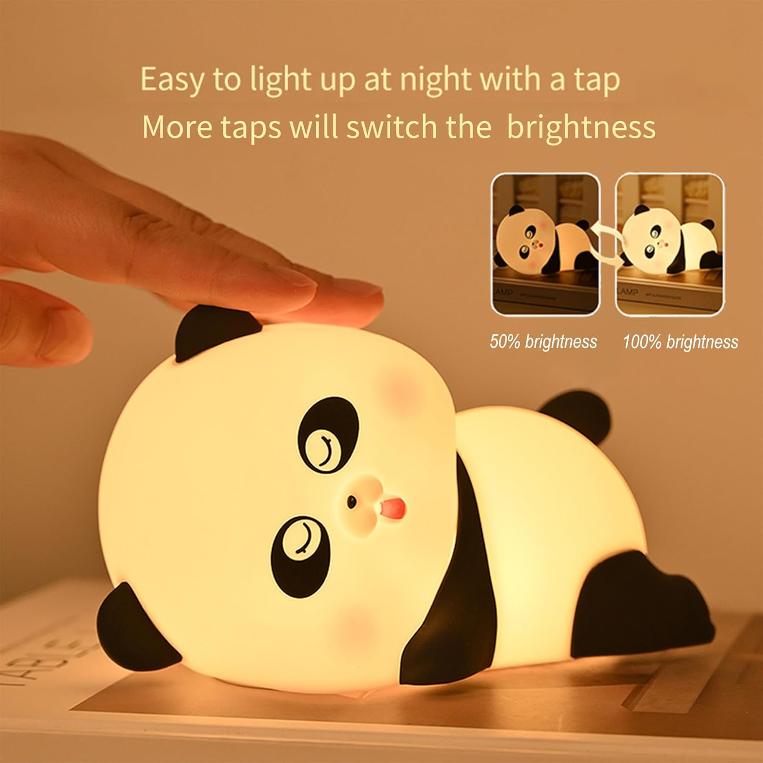 Panda Kids Night Light, Bedside Cordless Rechargeable Lamp, Squishy Portable LED Touch Light,Dimmable USB Lamp,7-Color Breathing Mood Light,Cute Gift for Baby Girl and Boy image number 5