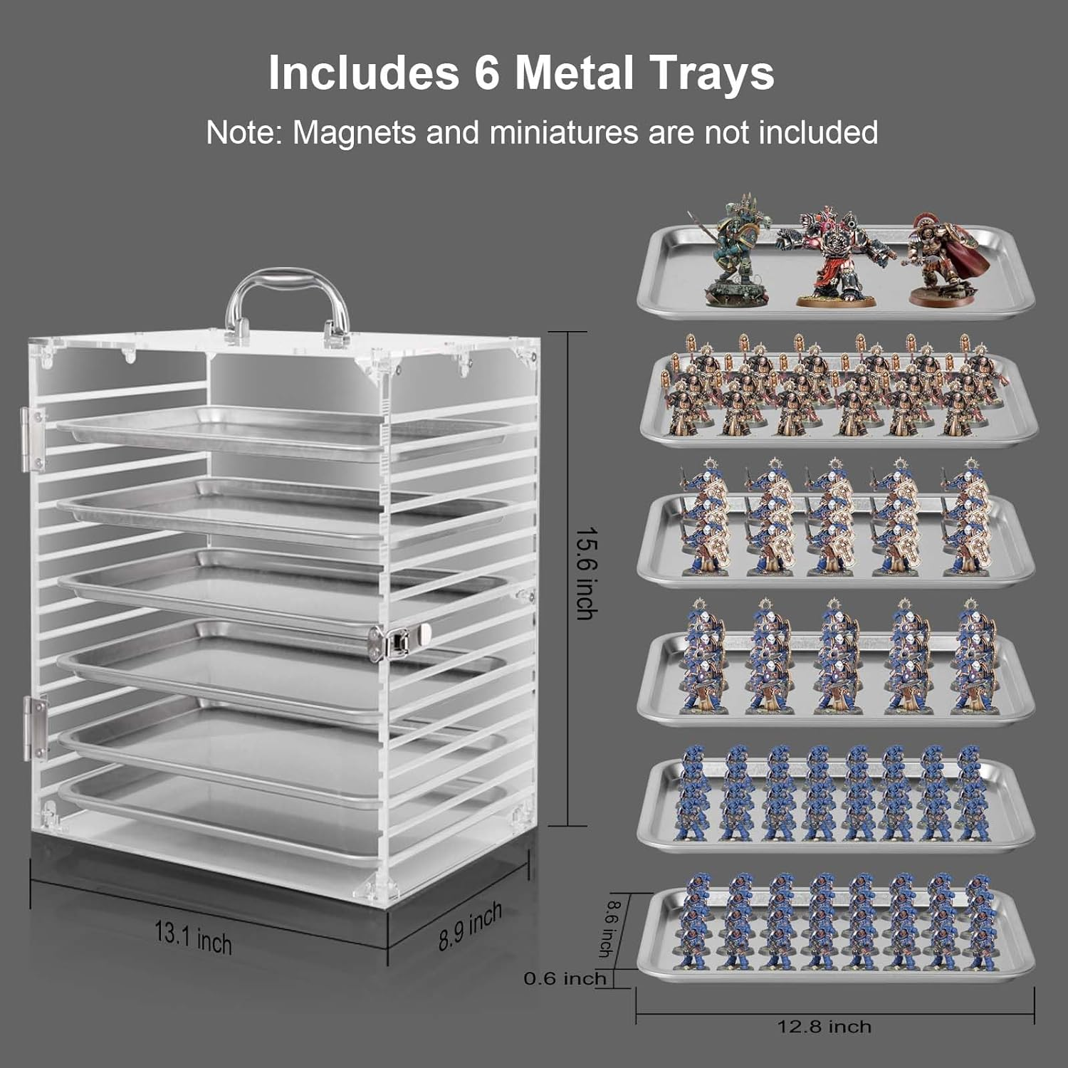 Miniature Carrying Case for Collectibles Miniatures Storage, Clear Acrylic Action Figure Display Case with Protective Door Compatible with Warhammer 40K,Dnd&More image number 4