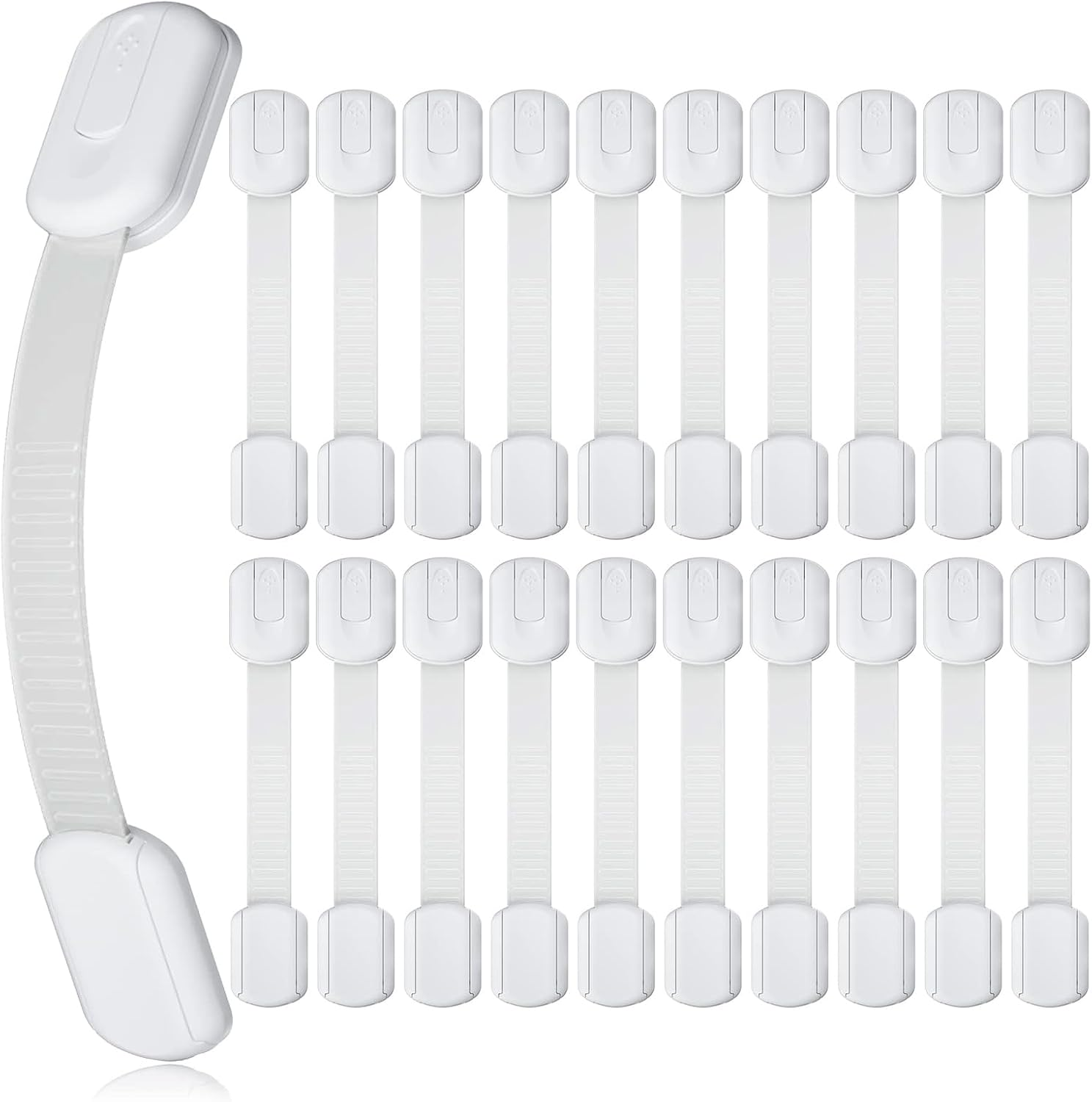 Child Safety Locks -Value Pack (20 Straps),Child Proof Cabinet Locks, No Tools or Drilling -Adjustable Size/Flexible -Adhesive Furniture Latches for Cabinets, Drawers image number 5