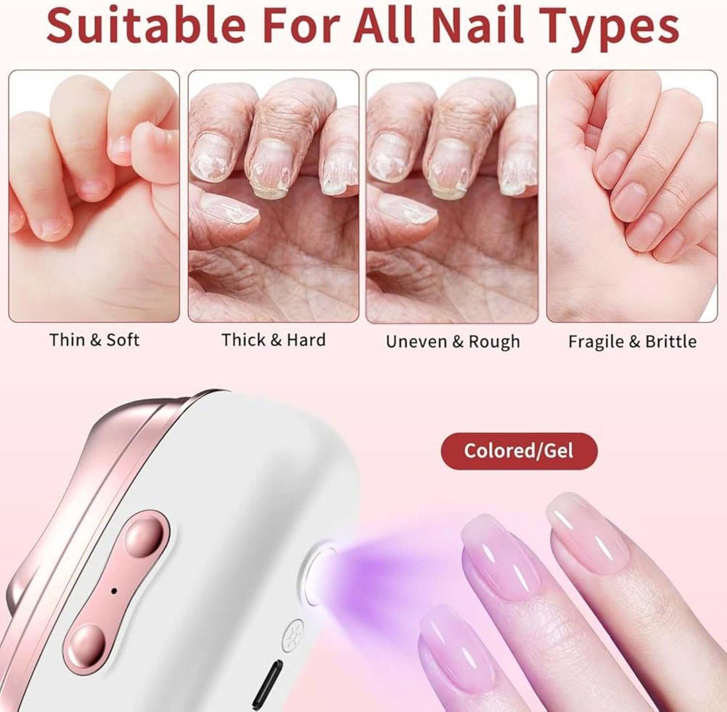 2026 New 4-In-1 Electric Nail Clippers, Electric Automatic Nail Clipper, 2 Speed Gears Adjustable Nail Cutter, Smart Nail Clipper with Polishing Light & Clip Storage, Seniors Gifts, Gifts for Women,Mom